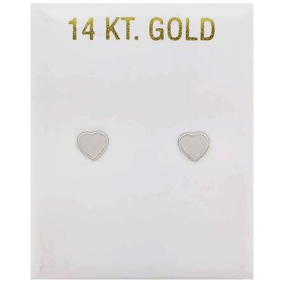 Heart Stud Earrings 14k White Gold
